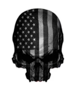 24" Subdued American Flag Skull Decal Sticker USA Military Patriot Car Truck - Foto 1 di 1