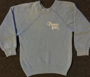Vtg 60s Kids Pioneer Girls Faded Sweatshirt Youth S USA Church Track PE Grunge - Picture 1 of 15