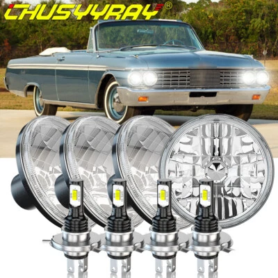 For Ford Galaxie 500 1962-1974 4pcs 5 3/4" 5.75 inch LED Headlight Hi/Lo DRL - Image 1 of 4