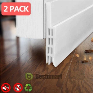 2PC 10ft Door Bottom Self Adhesive Weather Silicone Rubber Sweep Door Seal Strip - Picture 1 of 26