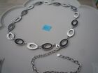 VINTAGE SILVER AND BLACK  METAL BELT  HIPPIE  1960'S LARGE CHUNCKY NECKLACE 2B