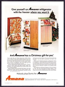 1973 Amana 3 Decorador Modelo Refrigeradores Foto Navidad Vintage Impreso Anuncio - Imagen 1 de 1