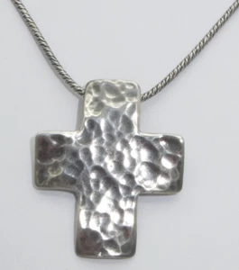 SILPADA OXIDIZED 925 HAMMERED CROSS PENDANT ON WOVEN CHAIN NECKLACE N0732 - Picture 1 of 12