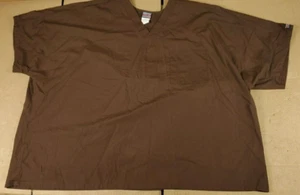 Cherokee 4777 brown unisex single breast pocket scrub top size 4XL - Picture 1 of 5