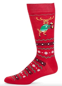 Calcetines Davco rojos de Navidad reno copos de nieve vacaciones medias rellenos - Imagen 1 de 5