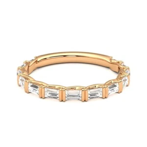 Certified Lab Grown Diamond Wedding Band Ring Baguette Cut 1.30 CT 14K Rose Gold - Picture 1 of 11