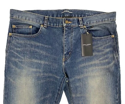 Saint Laurent Slim Fit Knee Hole Blue Jeans Size 33 Made in Japan - Image 1 of 4