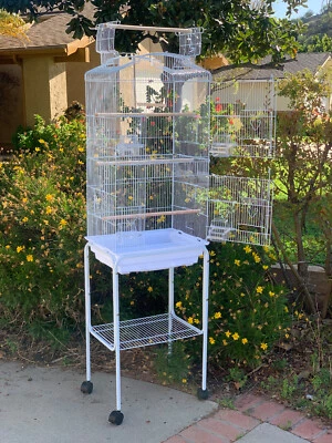 MCAGE Open Top 66-Inch Flight Bird Rolling Cage Cockatiel Quaker Parrot Sun Parakeet