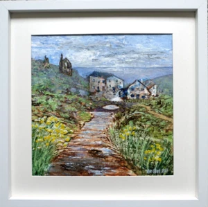 Rex Odell (Cornwall Contemporary) Acrylic On Board. View To Sea, Engine House - Picture 1 of 4