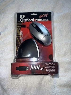 Galaxy RF Optical Wireless Mouse Sealed Retail Package. Color Black & Grey New!! - Image 1 of 4