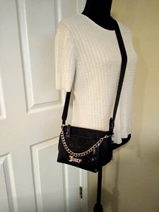 Juicy Couture Double Trouble Crossbody Bag Black New $79 (T011K) - Picture 1 of 8