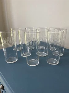 Lot Of 10 Vintage Etched Geometric Design MCM FEDERAL Glass Tumbler Glasses - Picture 1 of 8