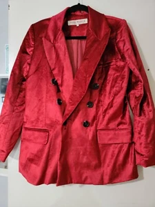 NWOT FREE People Retro Suede Blazer Red - Picture 1 of 3