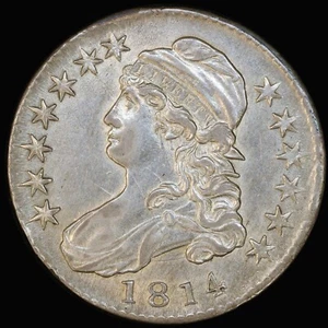 1814 Capped Bust Half Dollar High Grade Overton 106 CLASH BY EAR 50 Cent Coin - Picture 1 of 2
