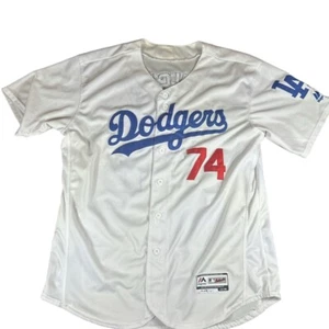 Maglia Majestic bianca con bottoni blu scritta rossa base flessibile Los Angeles Dodgers 40 - Foto 1 di 11