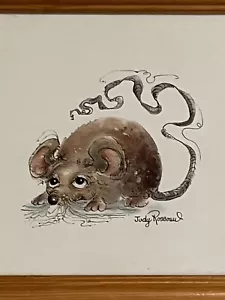 Adorabile stampa incorniciata Judy Rossouw - MOUSE 7”x7” firmata - Foto 1 di 3