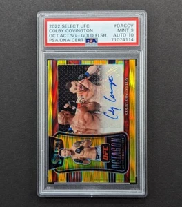 Colby Covington 2022 Panini Select UFC OA-CCV Gold Flash Prizm Auto #d/10 PSA 9 - Picture 1 of 2