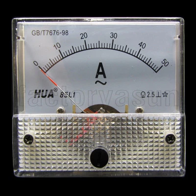 AC 50A Analog Panel AMP Current Meter Ammeter Gauge 85L1 0-50A AC White