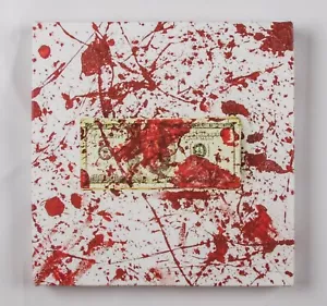 "Blood Money" - Splatter Cash Brick Canvas Print Original Art by AJ Sostakowski - Picture 1 of 4