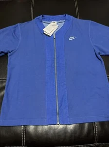 Camicia da uomo Nike French Terry manica corta cerniera intera blu marina DM6899-407 taglia M - Foto 1 di 8