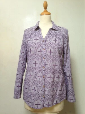 Mantaray NWOT shirt 14 mauve embroidered cotton, roll tab sleeves - Image 1 of 4
