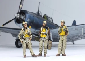(Pre-Order) Set 03 Painted US Navy Fighter Pilots WW2 1:48 Pro Built Model - Picture 1 of 5