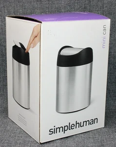 SIMPLE HUMAN Mini Schwingdeckel Dose 1,5L, Lift-Off Deckel Schwarz & Silber NEU IM KARTON - Bild 1 von 9