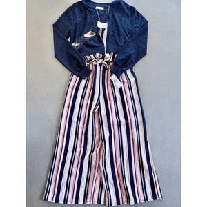 Knit Works Girls Jumpsuit Cardigan Necklace 3 Piece Set size XL 16 - Picture 1 of 9