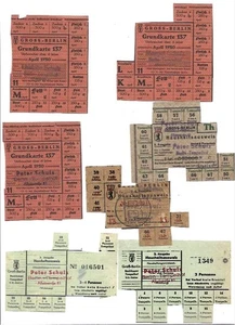 Y1290/ 3 x Grundkarte, 4 Haushaltsausweis  Groß-Berlin  1948/50  Lebensmittel - Picture 1 of 1