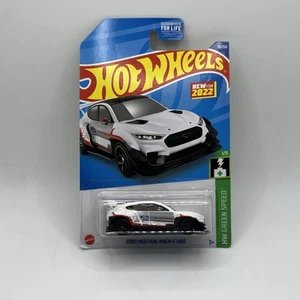 Hot Wheels 2022 White Ford Mustang Mach-E 1400 #73, Hot Wheels Green Speed 1/5 - Picture 1 of 6