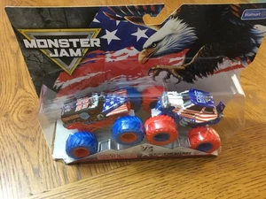 NUOVO 2025 Monster Jam Stars & Stripes Grave Digger & JCB Digatron Trucks NON APERTO - Foto 1 di 12