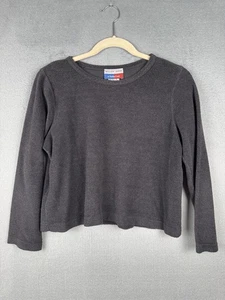 Cropped Pullover Womens Small Fleece Crewneck Sweatshirt Dark Gray Athleisure - Picture 1 of 10