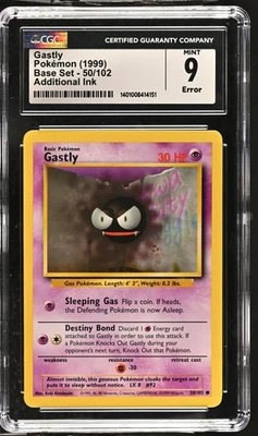 Gastly Shadowless 1999 Base Set #50/102 (CGC 9) Additional Ink Error - Image 1 of 2