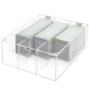 Acrylic Card Display Case, 3 Compartment Clear Visible Trading Card Box Fits ... - Picture 1 of 7