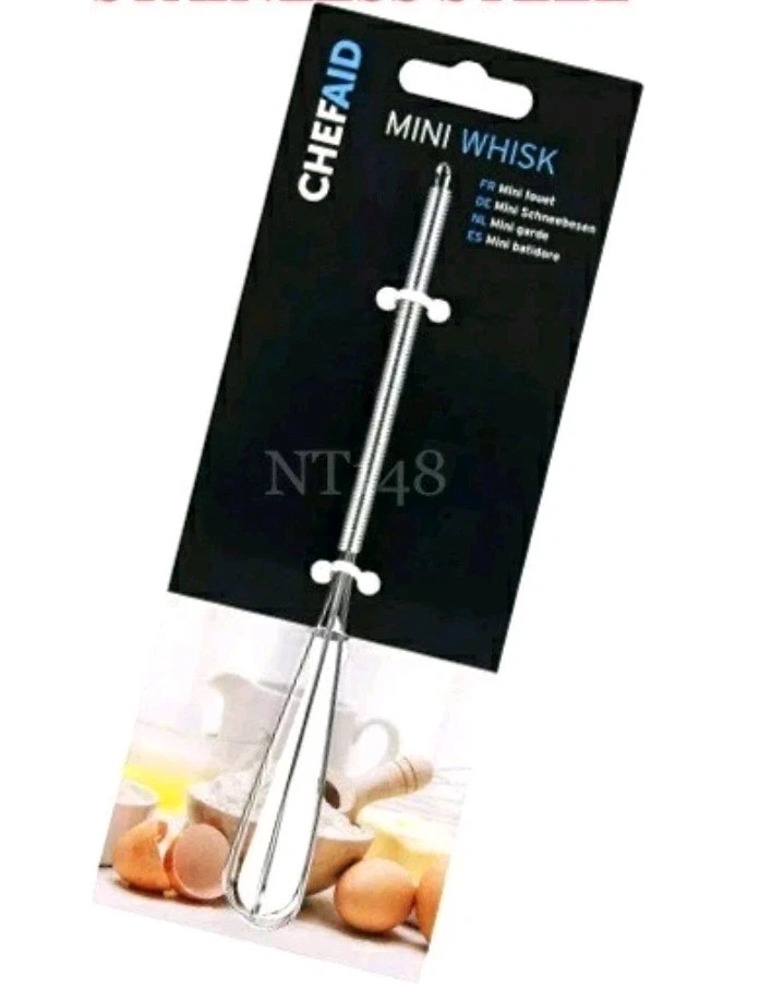 CHEF AID 7" STAINLESS STEEL MINI WHISK KITCHEN RAPID WHIPPING BLENDING MIXER  - Image 1 of 1