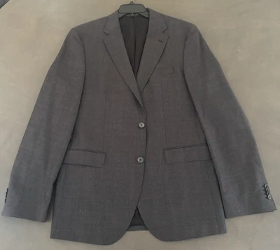 Hugo Boss Lanificio Tesse Biella Textured 100% Wool Suit Jacket Blazer Plaid 44L - Image 1 of 4