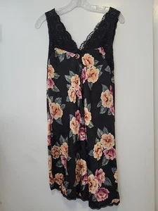 Vintage Christian Dior Chemise Nightgown Lace Detail Medium Multicolor Floral - Picture 1 of 7