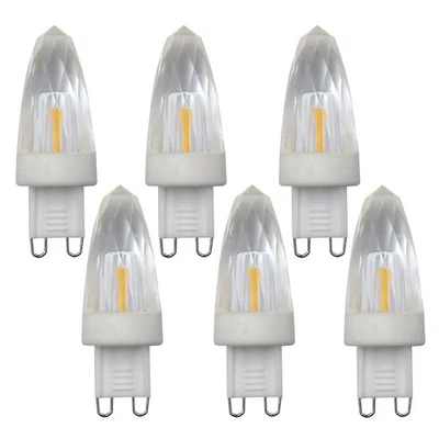 Lâmpada LED G9 bi-pin 1505 2835 COB B6 lâmpadas de vidro cristal cônico 6 peças - Imagem 1 de 2
