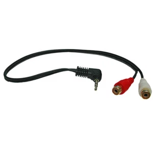 1/8" Male Stereo Y Cable Right Angle 3.5mm to DUAL 2 RCA F Female adapter cord - Picture 1 of 1