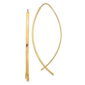 10k Yellow Gold 1.75mm Square Tube Wire Threader Earrings - Picture 1 of 7