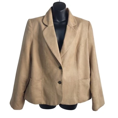 Real Comfort By Chadwick's Women's Brown Faux Suede Blazer Jacket Size 16 - Image 1 of 4