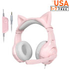 Girly Gaming Headsets Cat Ears  Headset with Mic Wired 3.5mm Headphones for Xbox