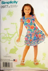 Girl Simplicity 0977/1627 Pattern Tenderfeet Stitches Top Skirt UC Sz3-4-5-6-7-8 - Picture 1 of 2