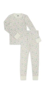 Athletic Works Girls Thermal Underwear Set Painted Floral XS 4-5 Girls Breathabl - Picture 1 of 9