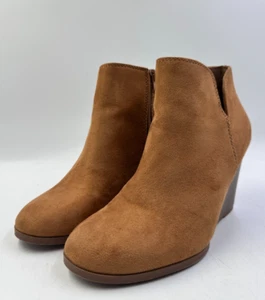 Soda Women's Brown Side Zip Casual Toning Wedge Heel Ankle Booties Size 6.5M - Picture 1 of 7