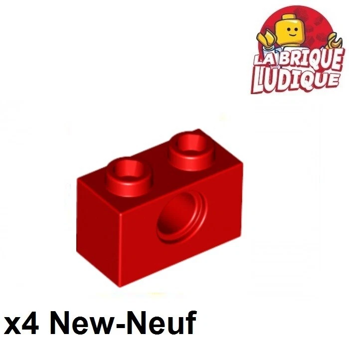 Lego Technic 4x Brique Brick 1x2 hole trou rouge/red 3700 NEUF - Photo 1/1