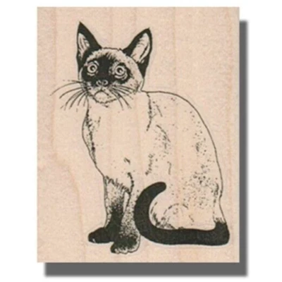 Sello de goma montado, gato siamés, sello de animal, sello de gato, regalo de gato, sentado Foto 1 de 2