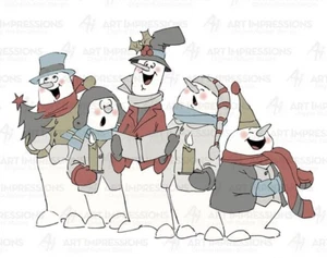 Art Impressions SNOWMAN CHOIR Cling Rubber Stamp - Christmas, Carols - Picture 1 of 1