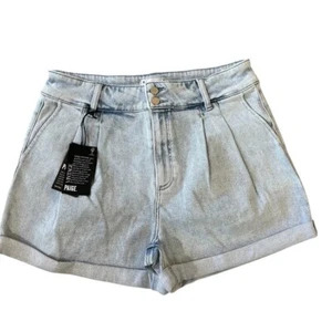 Paige Beth Short Sherry Damen hoher Bund helle Waschung plissiert Denim Gr. 31 Neu mit Etikett - Bild 1 von 7