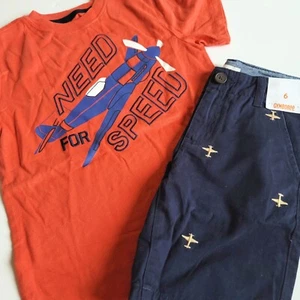 Gymboree Boys 6 "The Need for Speed" Airplane Tee Navy Shorts Set NWT - Picture 1 of 4